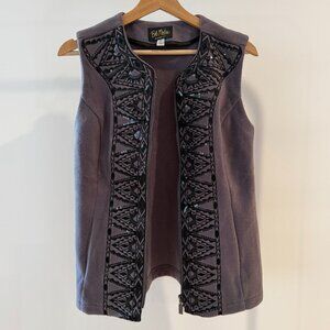 Bob Mackie Wearable Art Purple Fleece Vest XS-Small